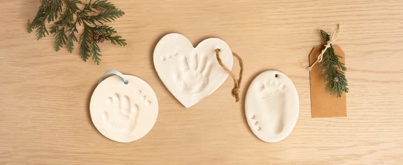 Baby Hand and Footprint Kit Girls, Boys - Personalized Baby’s First Christmas Ornament Kit, Newborn Christmas Gifts for New Mom, Cute Shower Gifts, Easy to Use Handprint Ornaments(Gold Paint, Cherish)