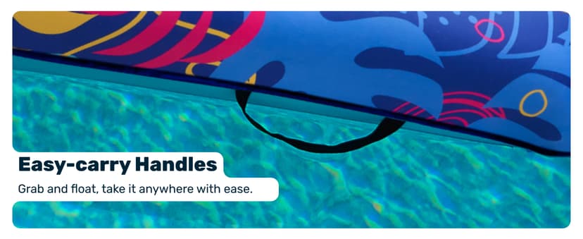 SLOOSH Inflatable Pool Floats Raft - XL Fabric Covered Pool Mat Lounger Floaties for Adults, Ultra Comfort Inflatable Water Float with Headrest for Beach Lake Swimming Pool Floating 68"X34" (Blue)