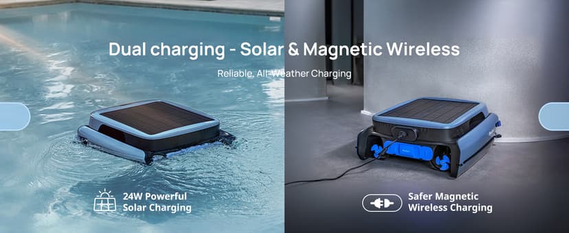 (2025 Upgrade) Beatbot iSkim Ultra 24/7 Cleaning Solar Powered Pool Skimmer with Water Clarification System & APP Control, Voice Broadcast, Dual Charging Options, Edge & Corner Cleaning, Blue
