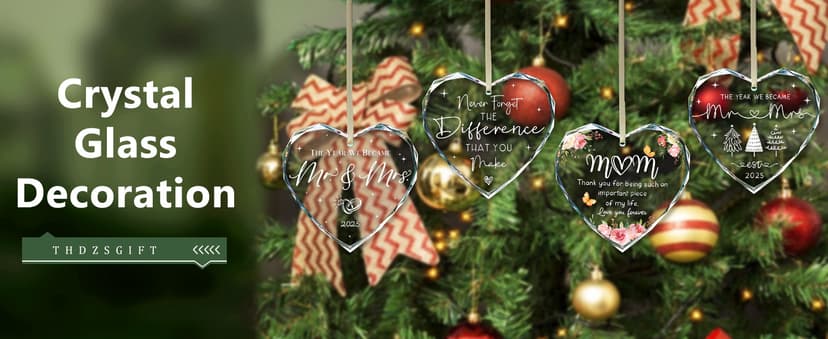 Engagement Gifts for Couples,- Engagement Gifts for Her,Women, Friends, Bride to Be Gifts, Glass Engagement Gift, First Christmas Engagement Ornaments 2025