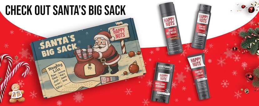 HAPPY NUTS Comfort Cream Deodorant For Men: Anti-Chafing Sweat Defense, Odor Control, Aluminum-Free Mens Deodorant & Travel Essential for Men's Private Parts 3.4 fl oz (Original)