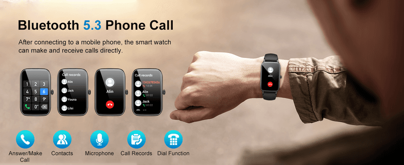 Smart Watch for Men Women, 1.57" Smartwatch (Answer/Make Call) , Fitness Tracker with 110+ Sport Modes, Heart Rate/Sleep Monitor, IP68 Waterproof, Bluetooth Calls, Smartwatches for Android iOS Black