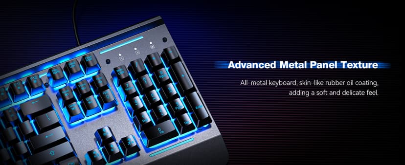 TECKNET Gaming Keyboard, USB Wired Computer Keyboard, 15-Zone RGB Illumination, IP32 Water Resistance, 25 Anti-ghosting Keys, All-Metal Panel (Whisper Quiet Gaming Switch)