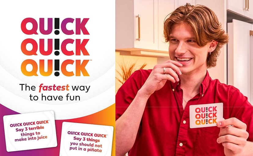 Quick Quick Quick By Relatable, Unleash Your Inner Funny with The Ultimate Party Games for Friends and Family Game Night, Perfect Adult Games & Kids Games, The Fastest Way to Have Fun, Ages 8 to 108