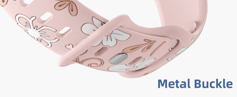 Witzon Floral Band Compatible with Apple Watch Bands For Women 40mm 41mm 38mm 42mm 44mm 45mm 46mm 49mm, Engraved Cute Flower Silicone Dressy Strap for iWatch Series 11 10 9 8 7 6 5 4 3 2 SE Ultra