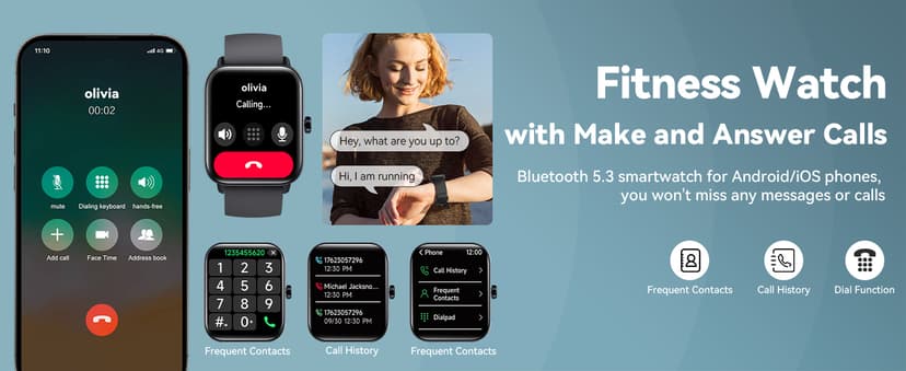 Smart Watches for Women/Men, Smart Watch for Android Phones and iPhone Compatible, Alexa Built-in, 1.8" Fitness Watches for Women, IP68 Waterproof /Bluetooth Call, Heart Rate/Sleep Monitor, Black