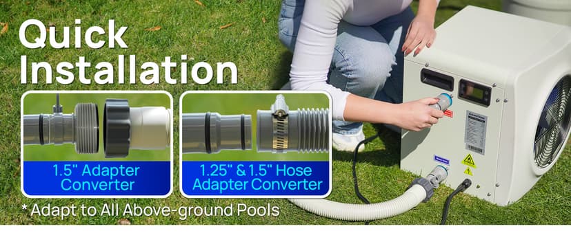 AQUASTRONG Swimming Pool Heat Pump,Electric Pool Heater for Above Ground and Inground Pool,Heating and Cooling Pool Heater Pools Up to, 6500 Gallons