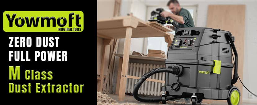 M Class 10 Gallon Dust Extractor for Woodworking with Auto Hepa Clean & Dust Indicator Light Dust Vacuum Extractor with 150CFM Airflow & Power Tool Connector for Workshop Construction (With Handle)