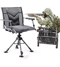 TR 360 Degree Swivel Hunting Blind Chair,400 lbs Capacity Silent,Height Adjustable Hunting Chair with Armrests,Portable Ground Hunting Seat for Deer Turkey