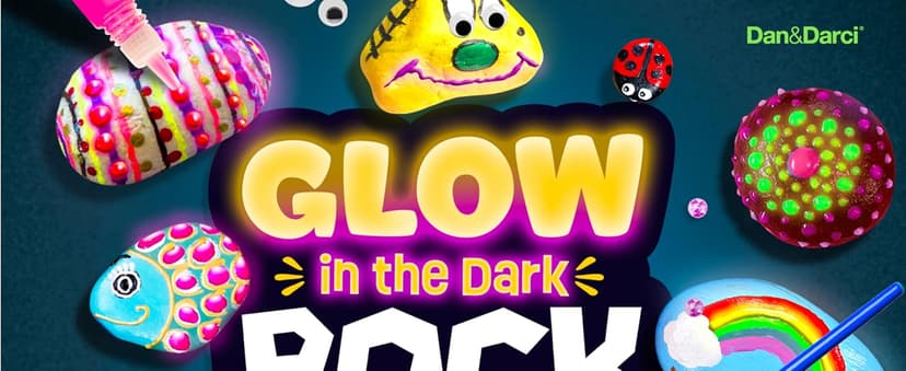 Dan&Darci Kids Rock Painting Kit - Glow in The Dark - Arts & Crafts Gifts for Boys and Girls Ages 6-12 - Craft Activities Kits - Creative Art Toys for 6, 7, 8, 9, 10, 11 & 12 Year Old Kid