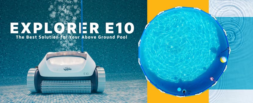 Dolphin E10 Automatic Robotic Pool Vacuum Cleaner, Active Scrubber Brush, Top Load Filters Access