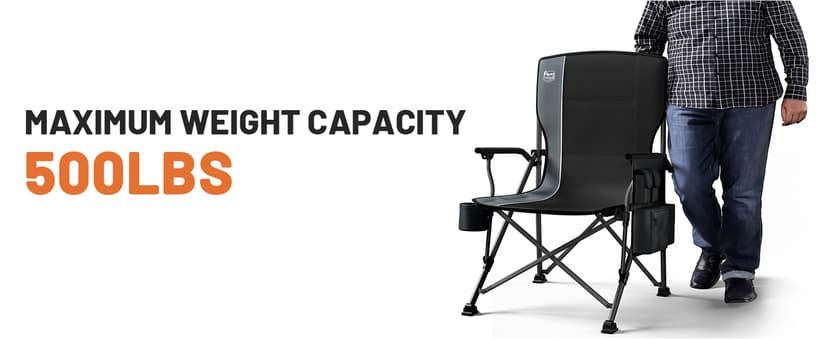 TIMBER RIDGE Oversized Folding Camping Chair High Back Heavy Duty for Adults Support up to 500lbs with Cup Holder, Side Pocket Cooler Bag