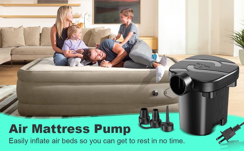 Electric Air Pump - Quick-Fill Portable AC110-120V Pump for Inflatables, Mattresses, Cushions, Pool Floats & More