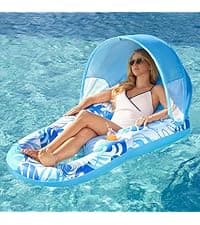 SLOOSH Inflatable Pool Floats Lounger Adult, Pool Float Lounge Raft Floaties Water Floating Recliner Chair with Cup Holders Foot Rest Swimming Floaty