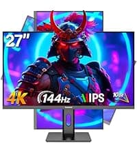 Gawfolk 27 Inch 4K Monitor IPS 60Hz, UHD 3840 x 2160p PC Monitors, Computer Dispaly for Home & Office, Support HDMI & DP, Wall Mount Compatible