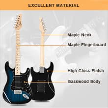 GLARRY Full Size Electric Guitar for Music Lover Beginner with 20W Amp and Accessories Pack Guitar Bag (DARK BLUE, 39" Right Handed)