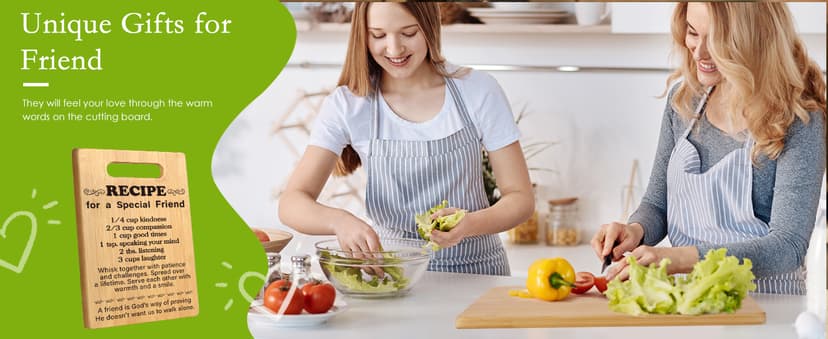 Best Friend Birthday Gifts for Women, Friendship Gifts for Women Friends, Unique Gifts for Friend Mothers Day, Bestie Bff Thank You Gift for Bestfriend Idea Recipe for a Special Friend Cutting Board