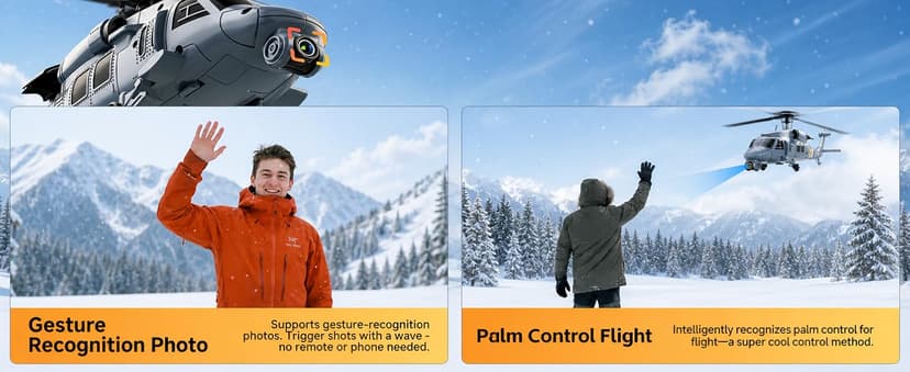 RC Helicopter with Camera, Drone, Remote Control Helicopter for Adults, 8K Aerial Photography, Altitude Hold, LED Lights, Ready to Fly for Gift