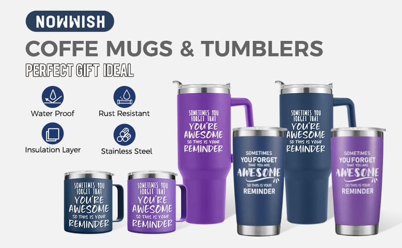 NOWWISH Birthday Gifts for Men - Awesome Coffee Mug, Inspirational & Holiday Presents for Men Him Boyfriend Husband, 14oz Navy Blue