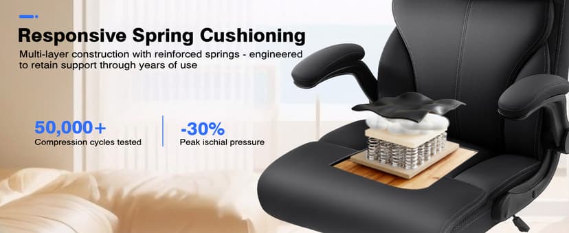 AreShark Office Chair - Executive High Back Breathable Comfy Desk Chair with Lumbar Support - Ergonomic Leather Rolling Swivel Computer Chair with Rock Function for Working Studying Gaming Relaxing