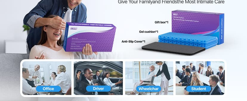 Gel Seat Cushion, Cooling seat Cushion (Super Large & Thick), Breathable Honeycomb Design Absorbs Pressure Points Seat Cushion, Gel Cushion for Office Chair, Home Car seat Cushion for Wheelchair