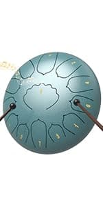 Rain Drum for Outside Garden, 6 Inches 8 Notes Steel Tongue Chakra Drums, Waterproof Meditation Rain Chime, Musical Instruments for Adult Gift with Bag, Music Book, Drum Mallets (Green) B0D9QJNPJ3