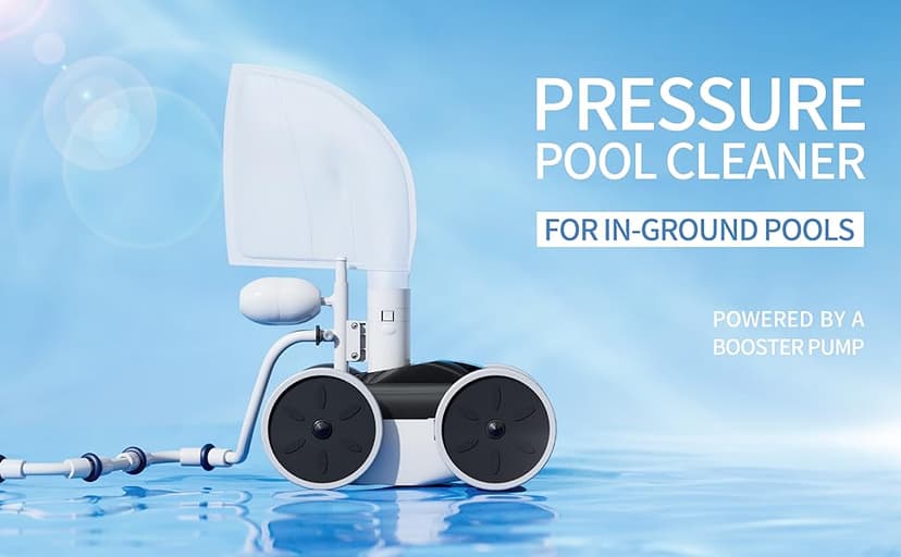 Amptyhub Upgrade Pool Pressure Side Sweeper: Professional Solution for Cleaning Your Swimming Pool (Four Wheels Better Than Three)