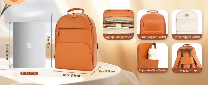 Divvia Camera Backpack Classic PU Leather for DSLR, Professional Camera Bag for Photographers with 15 Inch Laptop Compartment Large 20L