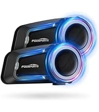 Fodsports FX4 Pro Motorcycle Bluetooth Headset, 4 Riders Group Motorcycle Intercom, 1200m Helmet Communication System with Hi-Fi Music/FM/Auto Call/Voice Control, Universal Pairing(Blue FX4 Dual)