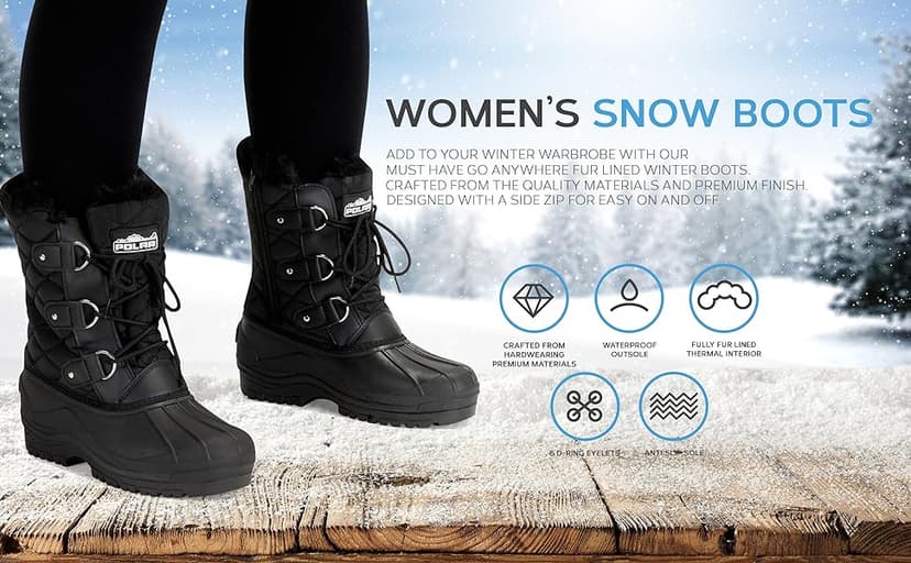 POLAR Womens Mid Calf Mountain Walking Tactical Waterproof Boots