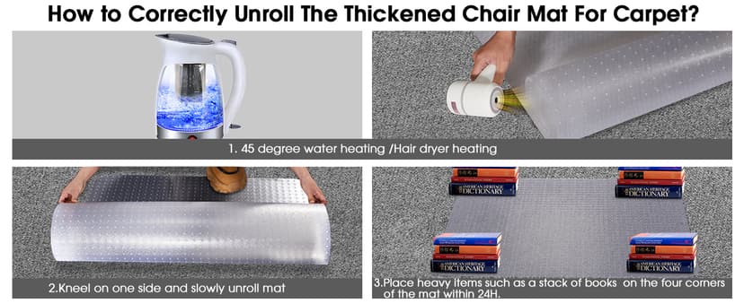 Office Chair Mat for Carpets, Clear Computer Desk Chair Mat for Low Carpeted Floors, Thick and Sturdy Carpet Protector, Easy Glide and Flat Without Curling (30" x 48" Rectangle)