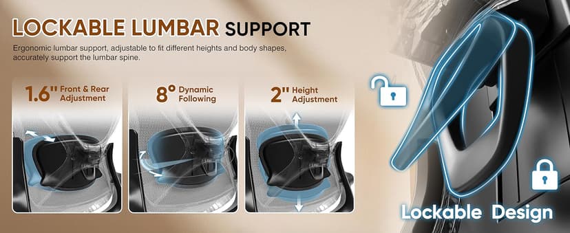 GABRYLLY Ergonomic Office Chair, Big and Tall Mesh Chair with Adjustable Lumbar Support, 5D Arms & Wide Seat, 135° Recline Home Desk Computer Chairs for Work Gaming, Heavy Duty,400LBS - Black