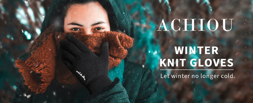 Achiou Winter Gloves, Glove for Men Women, Upgraded Touch Screen Texting Warm Running with Thermal Soft Knit Lining