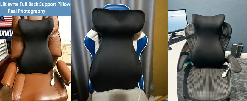 27.7'' Adjustable High Lumbar Support Pillow for Office Chair, Full Back Support Pillow for Upper Lower Back Pain Relief, Memory Foam Lumbar Cushion for Desk, Gaming Chair, Couch, Improves Posture