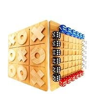 Wooden Board Games, Marble Board Game Original with Dual Sides Fast Track Board Game for 2 to 6 Players, Double Side Marble Game, 6 Colors 30 Marbles Set and 6 Color 6 Dice,Pouch (16" Dark)