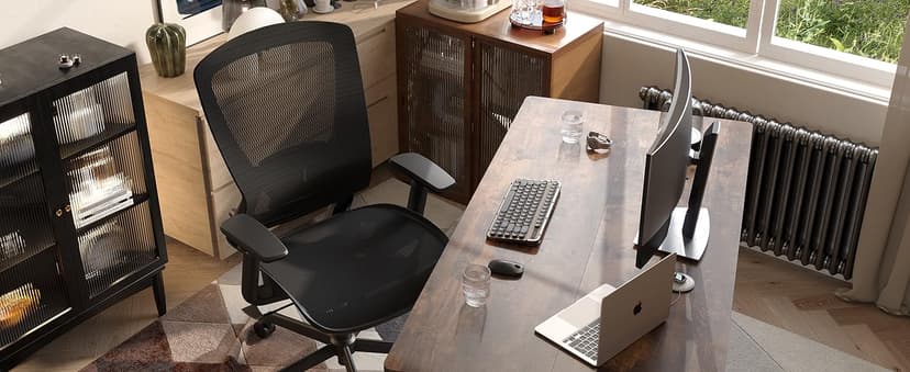 ELABEST Ergonomic Mesh Office Chair,Comfy Computer Desk Chair - BIFMA 5.1 Certified Commercial Swivel Task Chair for Home Office - Adjustable Lumbar Support & Armrests,Tilt Function,Wide Seat (Black)