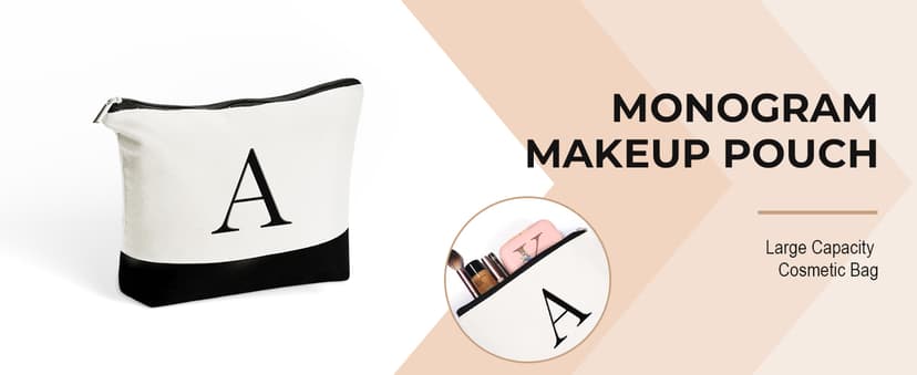 YOOLIFE Initial Canvas Tote Bag & Makeup Bag, Birthday Gifts for Women Mom Sister Friends, Bridesmaid Wedding Gifts