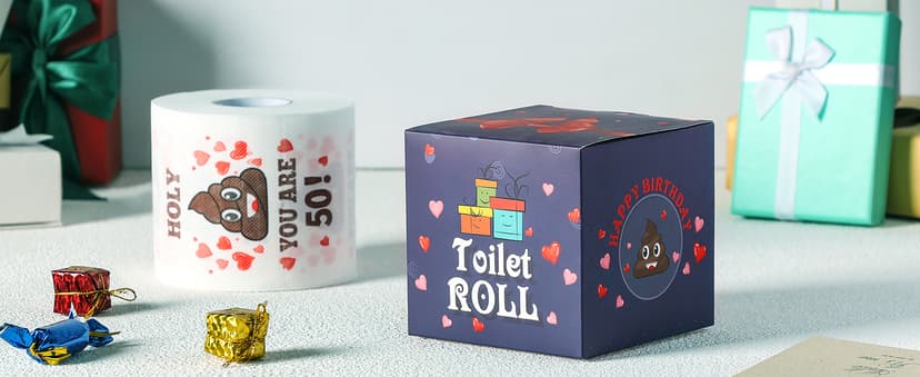 50th Birthday Gifts for Women, Men, Her, Him - Happy Prank Toilet Paper - 50th Birthday Decorations, Party Supplies Favors - 50 Years Old Funny Gag Gift Ideas, Novelty Bday Present for Friends, Family