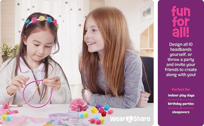 Pretty Me Headband Making Kit for Girls - Arts & Crafts Gift - Make Your Own Fashion Headbands for Kids - DIY Hair Accessories Set - Gift for Ages 5-12 Year Old Girl - Little Kids Art & Craft Gifts