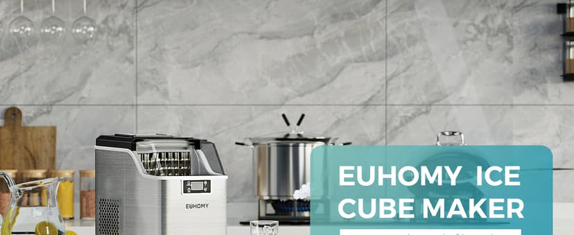 EUHOMY Ice Cube Maker Machine Countertop, 2 Ways to Add Water, 45Lbs/Day 24 Pcs Ready in 13 Mins, Self-Cleaning Portable Compact, with Ice Scoop & Basket, Perfect for Home/Kitchen/Office/Bar