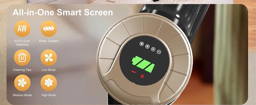 BUTY BULU Cordless Stick Vacuum Cleaner, 30KPa Handheld 2200mAh Rechargeable Battery Lightweight Small Vac Electirc Broom, 40Mins Runtime for Home Hard Floor Carpet Pet Hair Cleaning, LED Screen