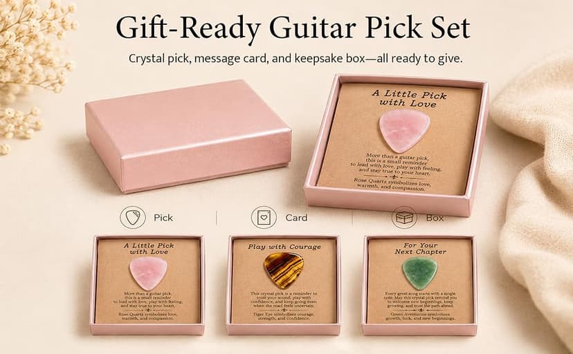 Natural Crystal Guitar Pick Gift for Guitar Players, Handmade Gemstone Plectrum for Acoustic Guitar, Inspirational Music Gift for Practice, Performance, Graduation, New Beginnings (Green Aventurine) B0GWLBSZFJ