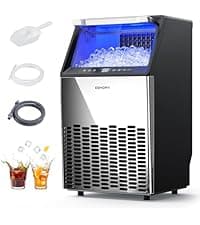 EUHOMY 15" W Commercial Under Counter Ice Maker Machine, 90 Lb/Day Auto-Cleaning & 24H Timer, Gravity Drainage,Stainless Steel Built-in Freestanding Ice Maker, 24 Lb Bin, Ideal for Commercial & Home