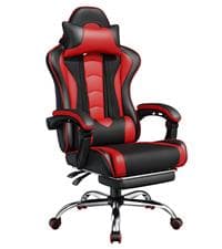 Yaheetech Gaming Chair, Video Game Chair with Massage Lumbar Support and Footrest Height Adjustable Ergonomic Computer Chair with Swivel Seat and Headrest, Black/Red