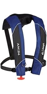 Onyx A/M-24 Automatic/Manual Inflatable Life Jacket, U.S. Coast Guard Approved, Low Profile, Compact Design, Manual Convertible Inflation Option