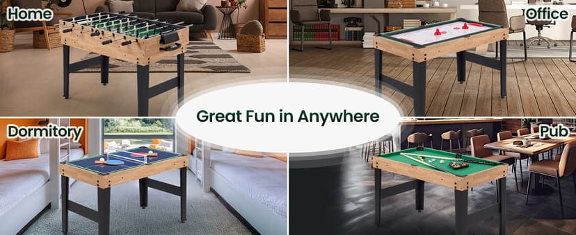 10-in-1 Foosball Table, 48" Combo Game Table - Ping Pong, Air Hockey, Pool, Soccer - All-in-One Game Table with Accessories for Indoor Outdoor Game Rooms and Family Game