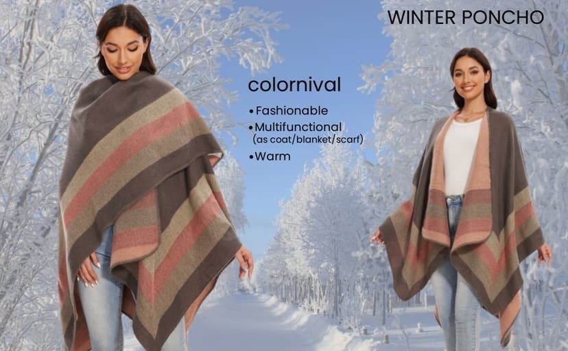 Shawl Wraps for Women, Elegant Knitted Cape Open Front Poncho Scarf Blanket Cardigan Coat for Spring, Autumn, and Winter B0B7B2BH9P