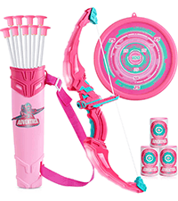 JOYIN Kids Bow and Arrow Set, LED Light Up Archery Toy Set with 9 Suction Cup Arrows, Target & Arrow Case, Indoor and Outdoor Hunting Play Gift Toys for Kids, Boys & Girls Ages 6-12