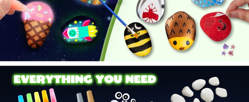 JOYIN Rock Painting Kit- Glow in The Dark Rock Kit, Arts and Crafts for Kids Ages 6-12, Art Supplies Toy, Kids Craft Paint Kits, Arts & Crafts for Boys Girls Birthday Party Gift Toy