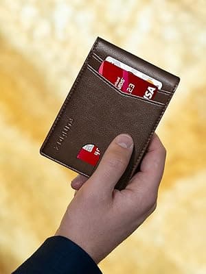 RUNBOX Wallet for Men Slim Rfid Leather 2 ID Window With Gift Box